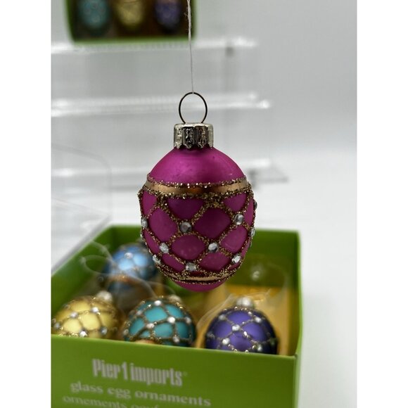 Pier 1 Imports Christmas Easter Ornament Tree Glass Eggs 2 boxes 12 eggs Retired - Picture 5 of 15